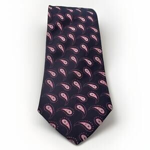 HUGO BOSS Italy Pure Silk Paisley Tie Purple Pink